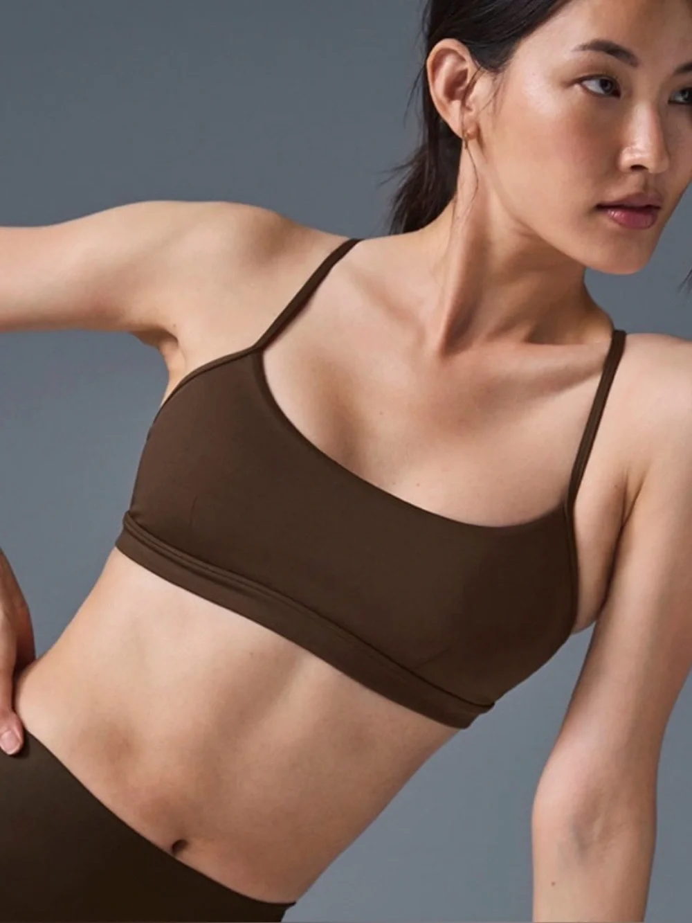 Alo Yoga Airlift Intrigue Brown Sports Bra